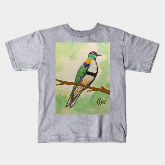 Superb fruit dove in the rainforest Kids T-Shirt by Matt Starr Fine Art